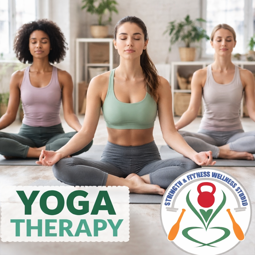 yoga therapy in a serene studio